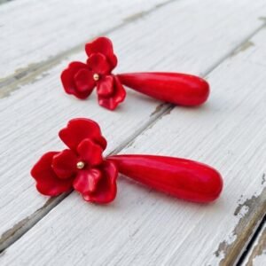 brincos coral vermelho