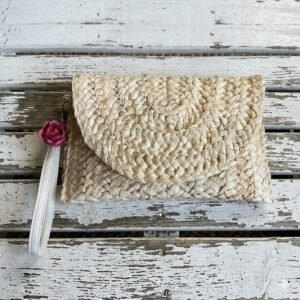 clutch rústica de areia e flor