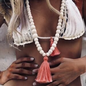 Colar Boho Tassel Coral