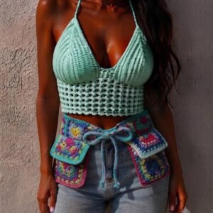 Cinto com bolsos multicolorido